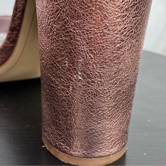 Sam Edelman Yaro Metallic Block Heel Ankle Strap Sandals Copper Pink 7 - Picture 11 of 12